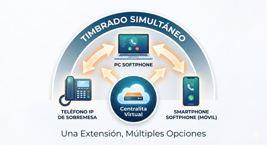 esquema multidispositivo softphone móvil